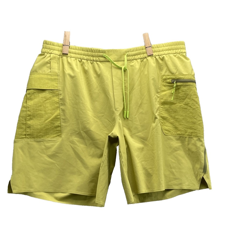Lululemon Hybdrid Hiking Shorts Mens XL Chartreuse Swim Performance Athletic Gym